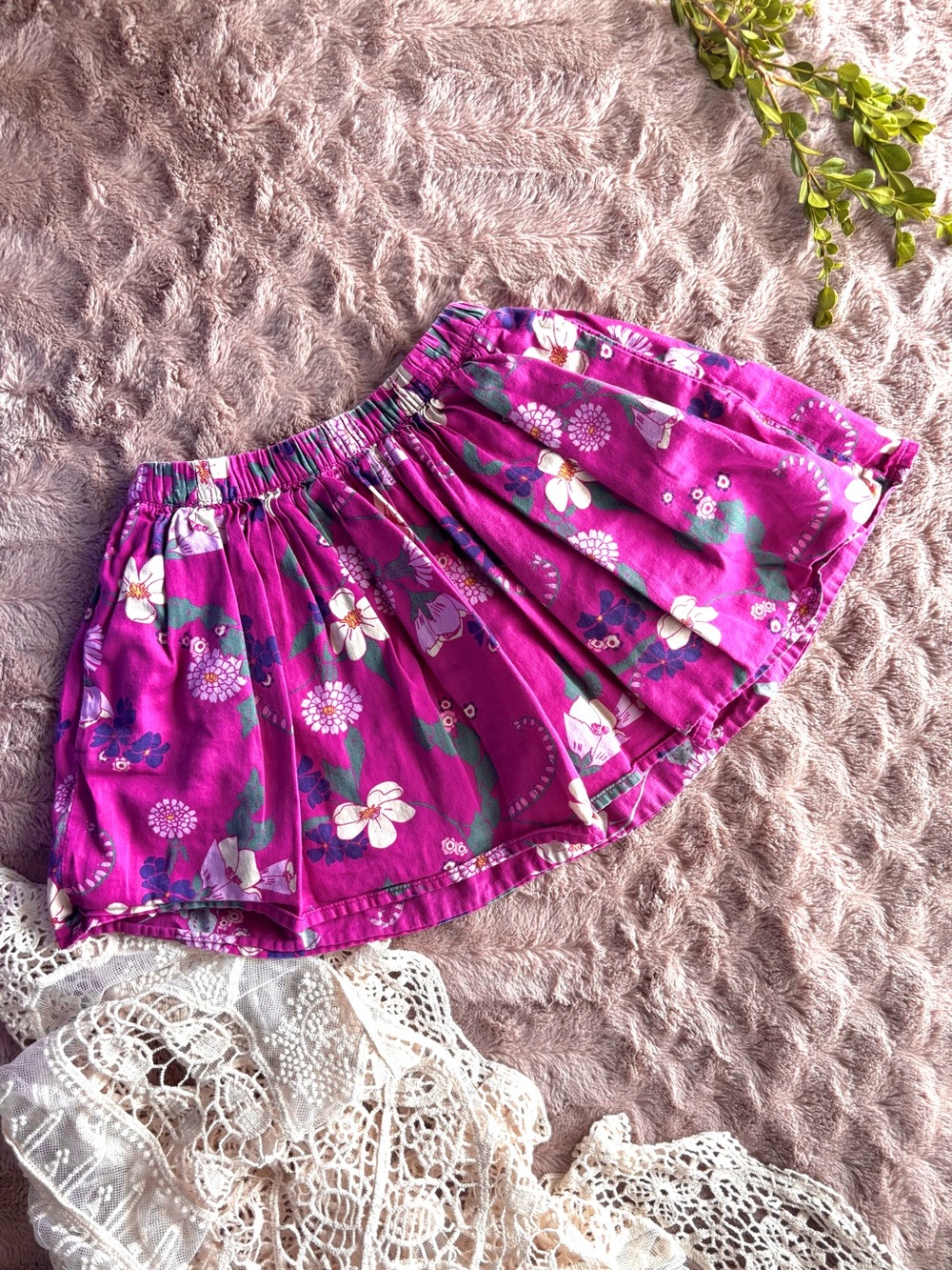 Tea Collection Floral Lined Skirt Magenta Size 5 (EUC)